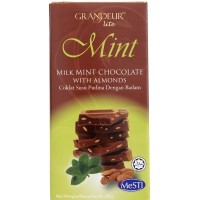 Grandeur Lite  Milk Mint Chocolate Bar with Almonds 45g
